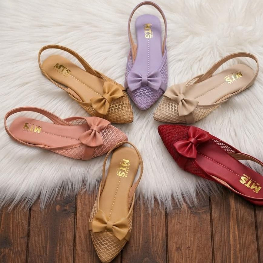 Mesh Bow Slingback Pointed Pumps - 6 colors SH Collection