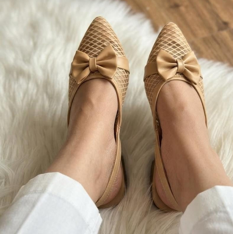 Mesh Bow Slingback Pointed Pumps - 6 colors SH Collection
