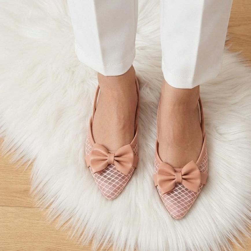 Mesh Bow Slingback Pointed Pumps - 6 colors SH Collection