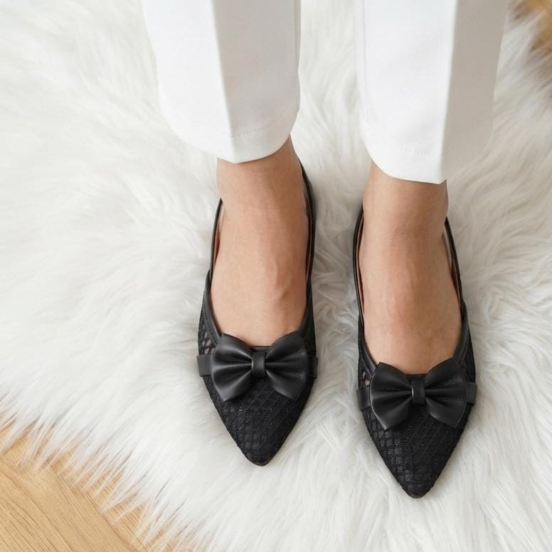 Mesh Bow Slingback Pointed Pumps - 6 colors SH Collection