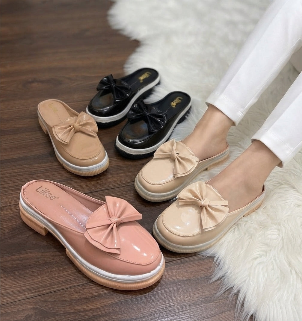Bow-Embellished Platform Loafer Mules SH Collection