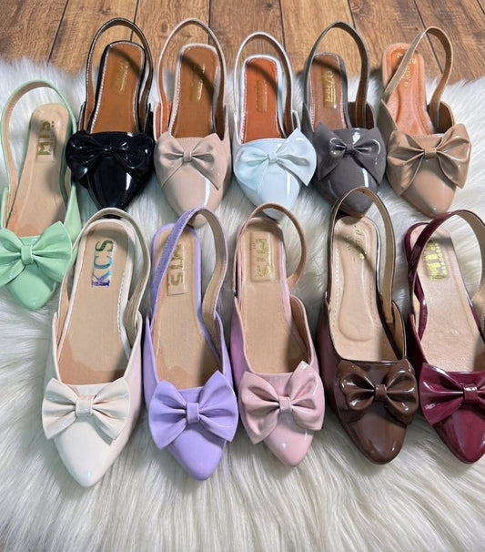 Bow Patent Slingback Pointed Flats - 6 Colors SH Collection