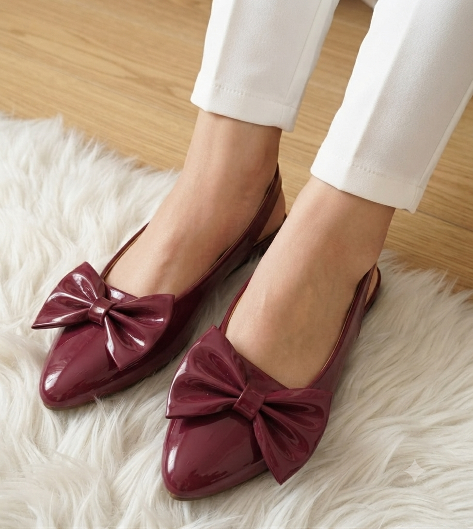 Bow Patent Slingback Pointed Flats - 6 Colors SH Collection