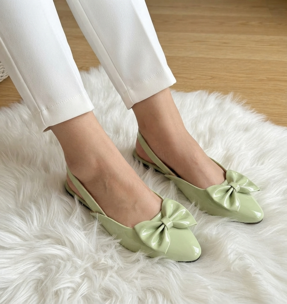 Bow Patent Slingback Pointed Flats - 6 Colors SH Collection