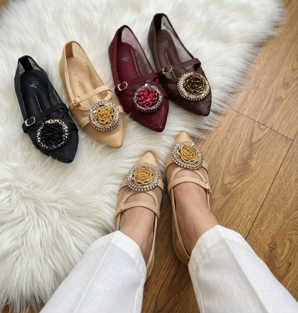 Beaded Rose Net Pumps - 4 colors SH Collection