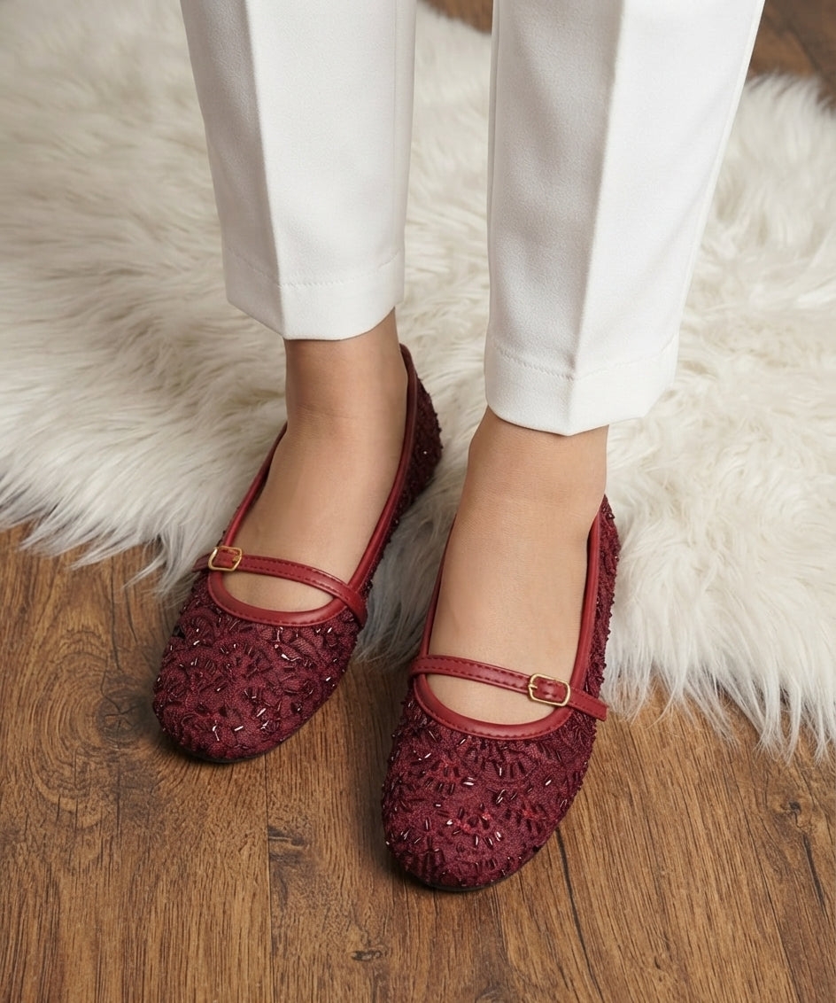 Black Sequin Beaded Mary Jane Pumps SH Collection