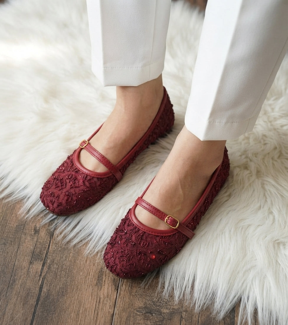 Black Sequin Beaded Mary Jane Pumps SH Collection