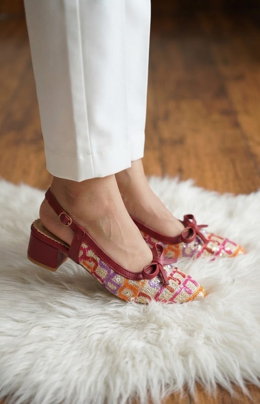 Elegant Bow Slingback Heels SH Collection