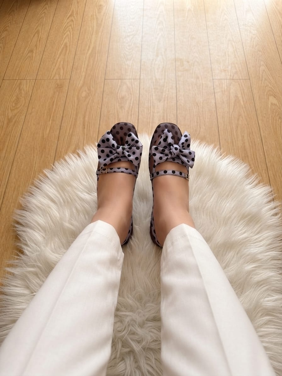 Polka Dot Bow Mesh Pumps SH Collection