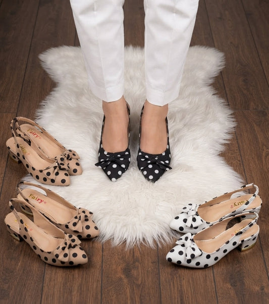 Chic Polka Dot Bow Slingback Heels SH Collection