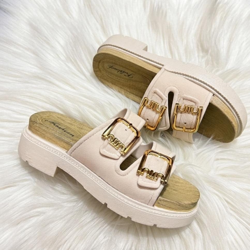 Allure Double Buckle Strap Platform Slides - 4 Colors - SH Collection