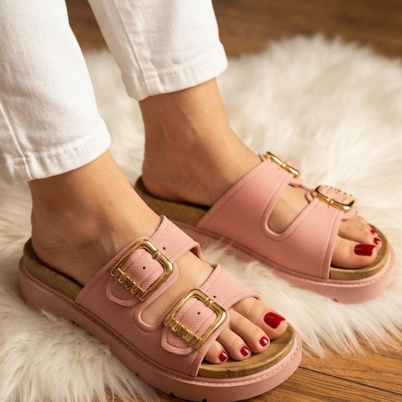 Allure Double Buckle Strap Platform Slides - 4 Colors - SH Collection