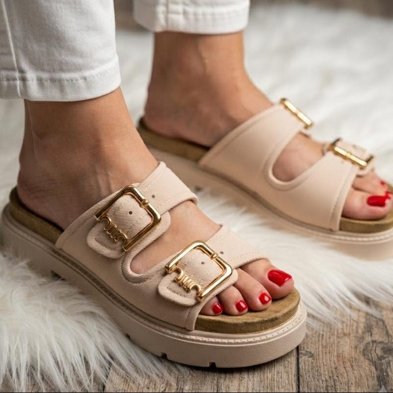 Allure Double Buckle Strap Platform Slides - 4 Colors - SH Collection