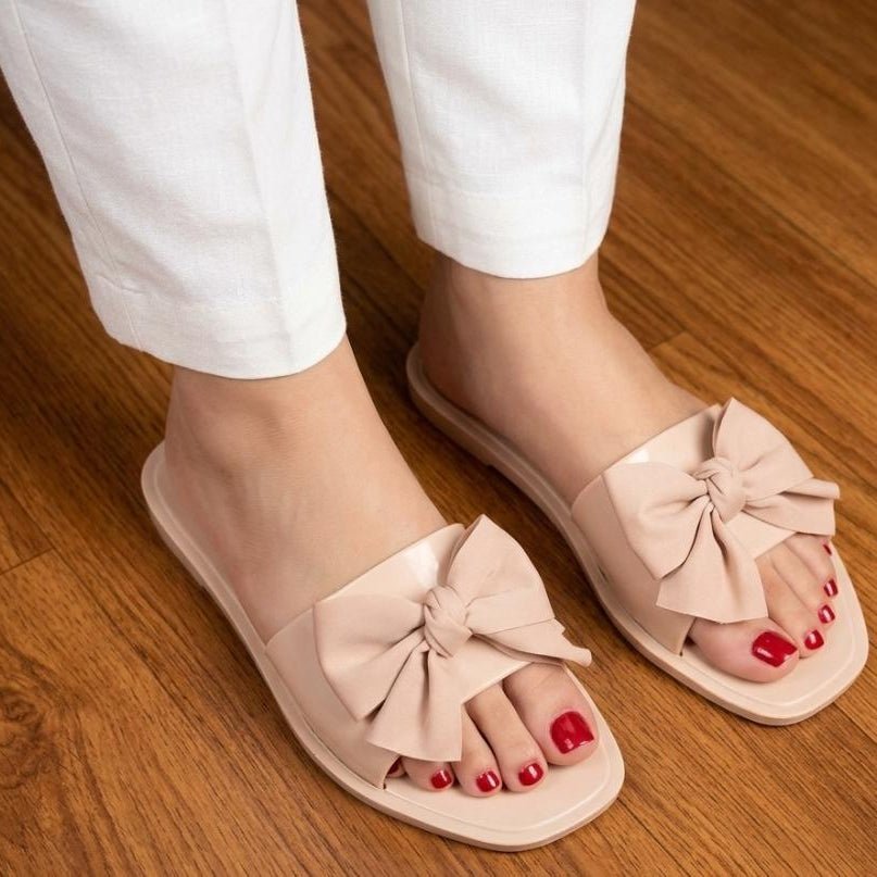 Bow Jelly Slide Slippers - Skin - SH Collection