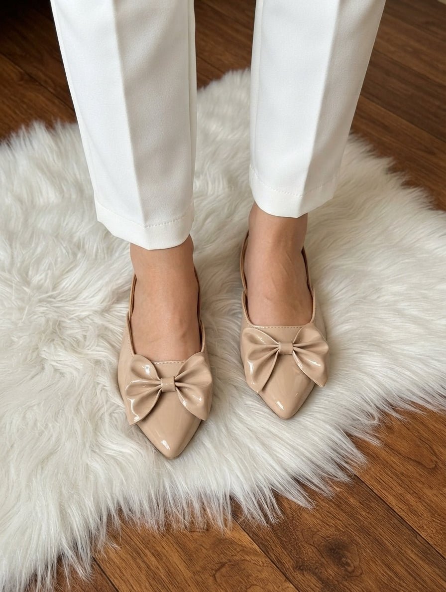 Bow Patent Slingback Pointed Flats - 12 Colors - SH Collection