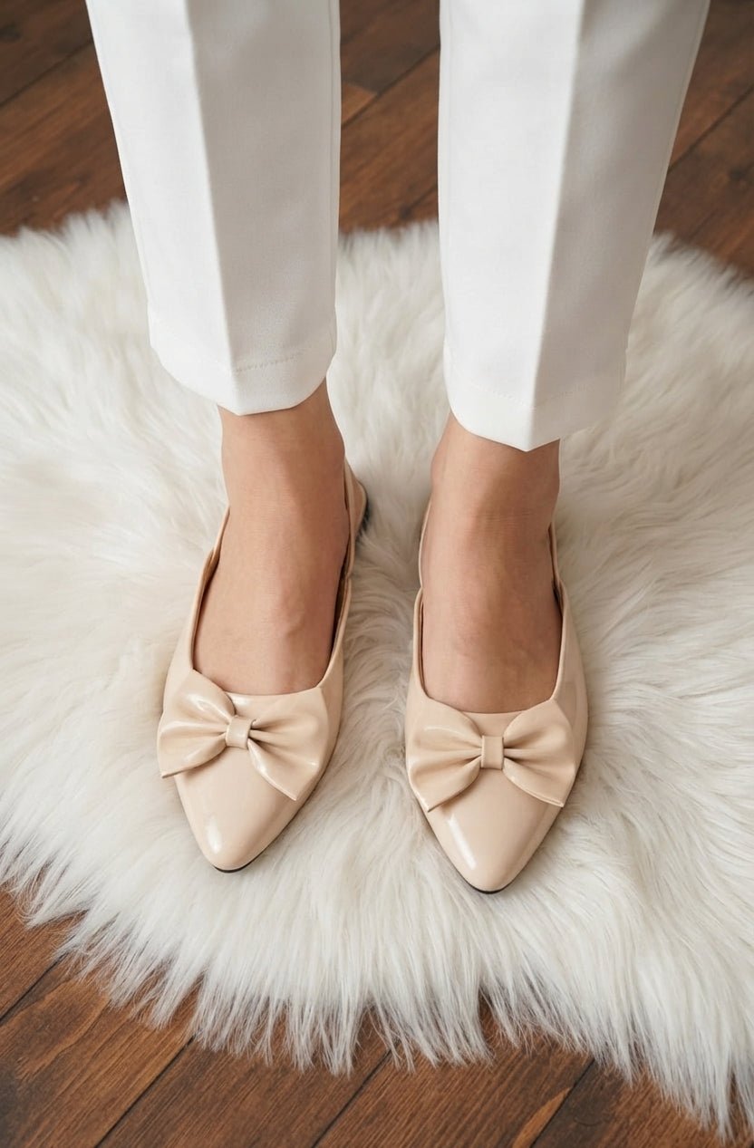 Bow Patent Slingback Pointed Flats - 12 Colors - SH Collection