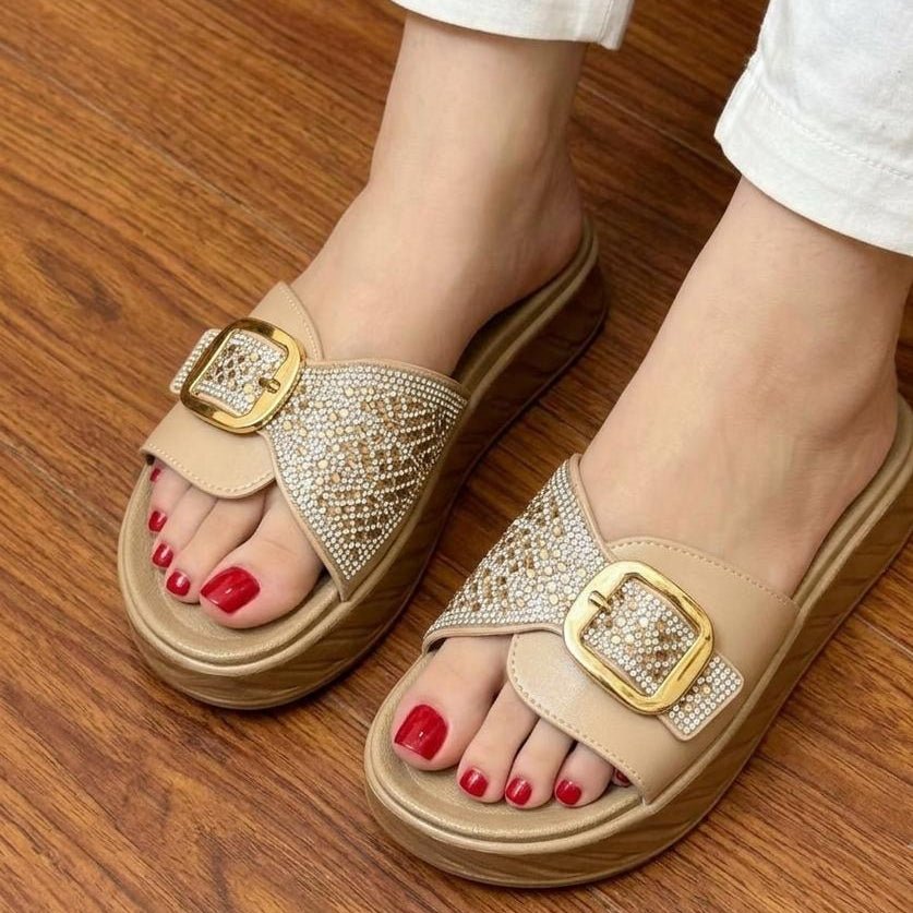 Buckle Platform Stones Slippers - 4 beautiful colors - SH Collection