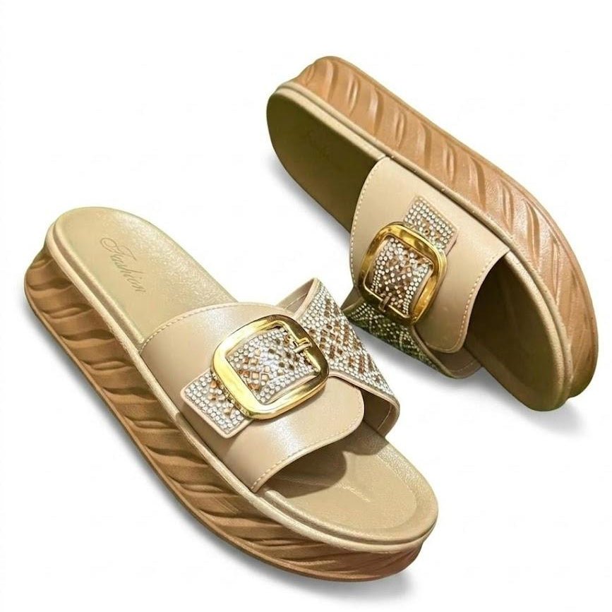Buckle Platform Stones Slippers - 4 beautiful colors - SH Collection