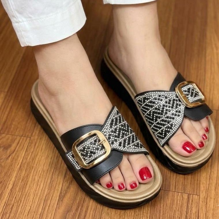 Buckle Platform Stones Slippers - 4 beautiful colors - SH Collection
