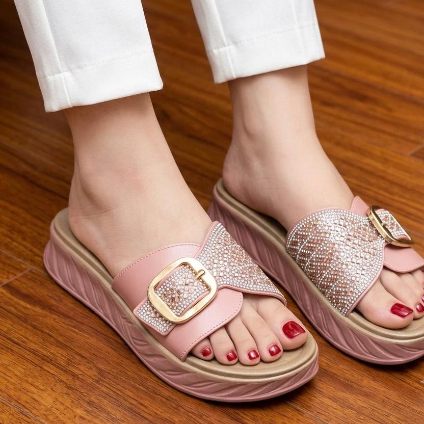 Buckle Platform Stones Slippers - 4 beautiful colors - SH Collection