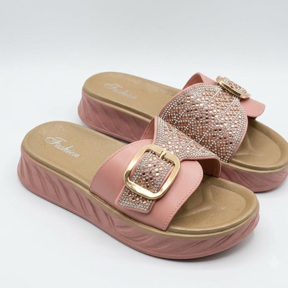 Buckle Platform Stones Slippers - 4 beautiful colors - SH Collection