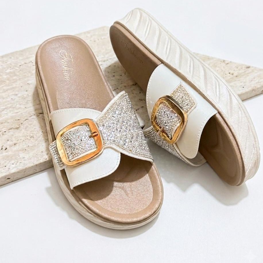 Buckle Platform Stones Slippers - 4 beautiful colors - SH Collection