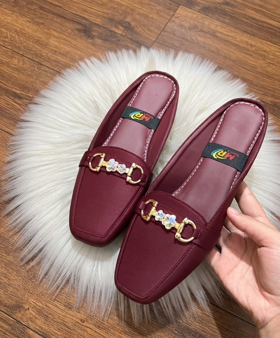 Crystal Buckle Back-Open Mules - SH Collection