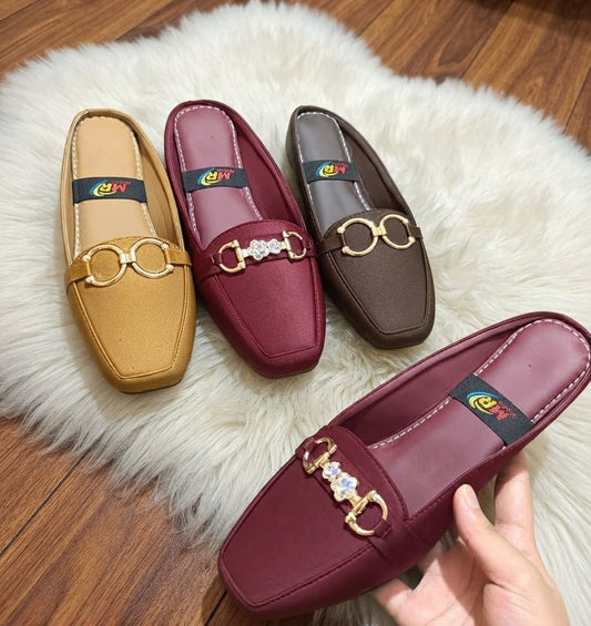 Crystal Buckle Back-Open Mules - SH Collection