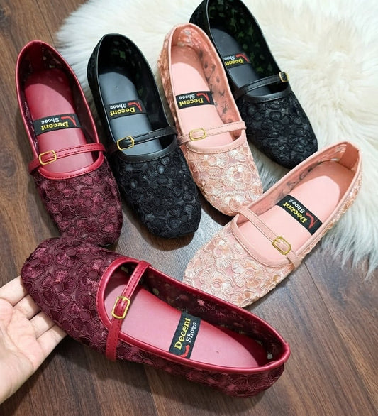 Floral Lace Mary Jane Flats - 3 colors - SH Collection