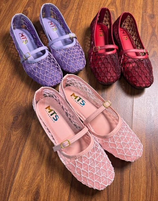 Geometric Mesh Mary Jane Flats - 4 colors - SH Collection