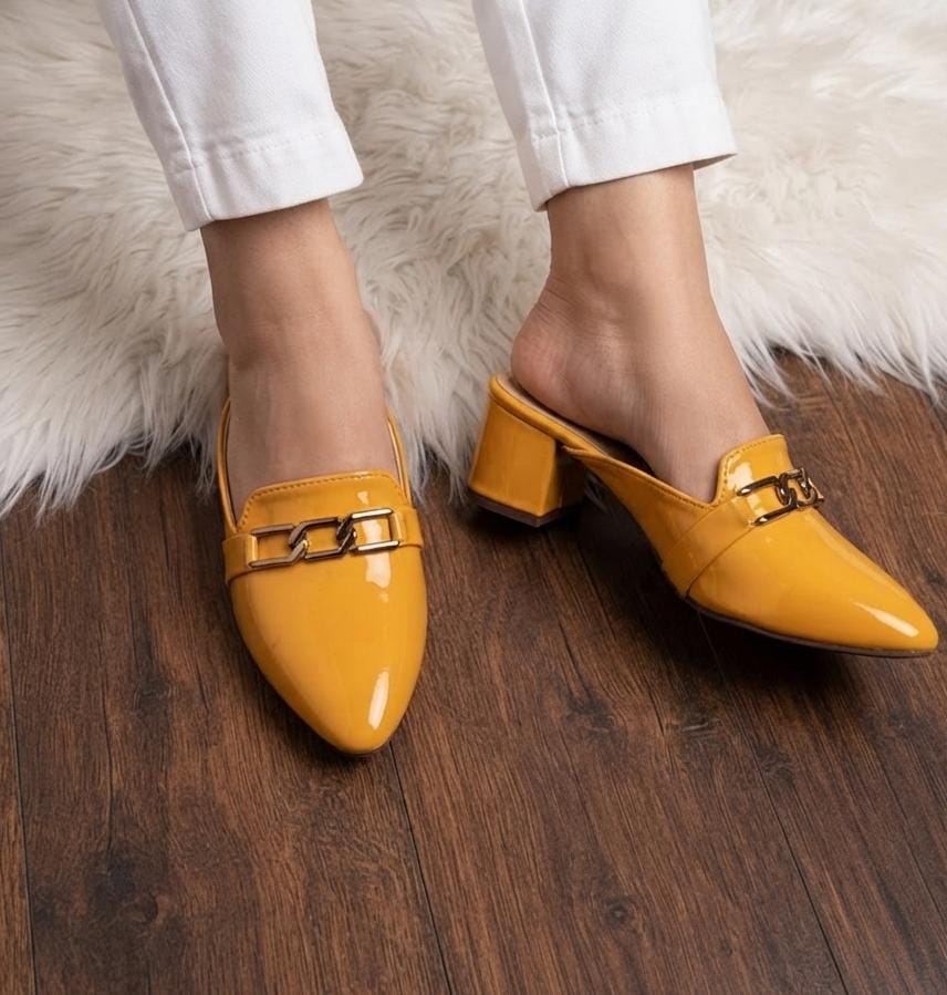 Glossy Chain Mules - SH Collection