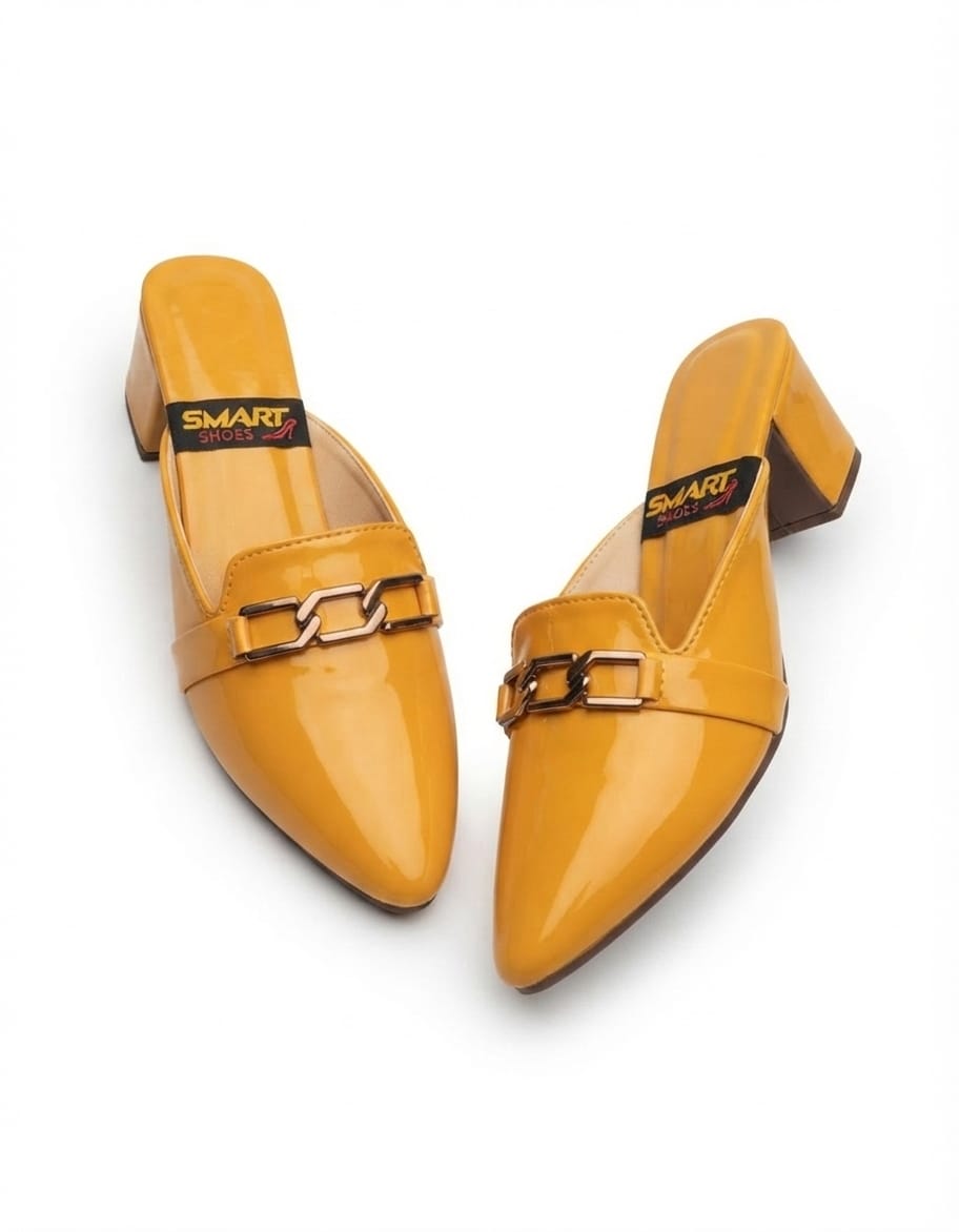 Glossy Chain Mules - SH Collection