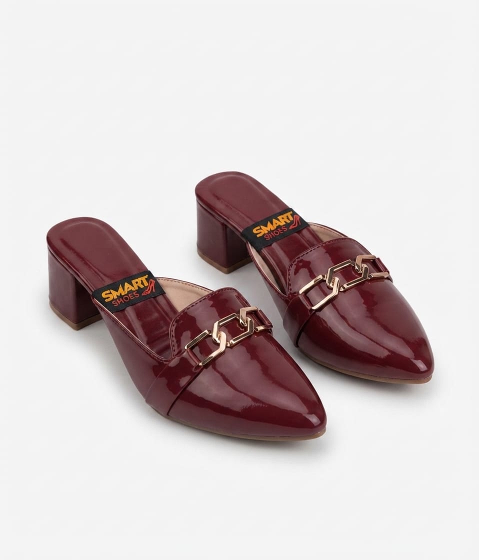 Glossy Chain Mules - SH Collection