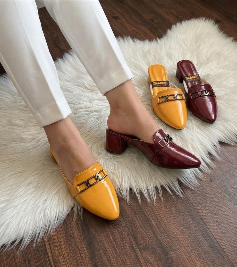 Glossy Chain Mules - SH Collection