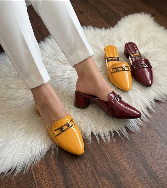 Glossy Chain Mules - SH Collection