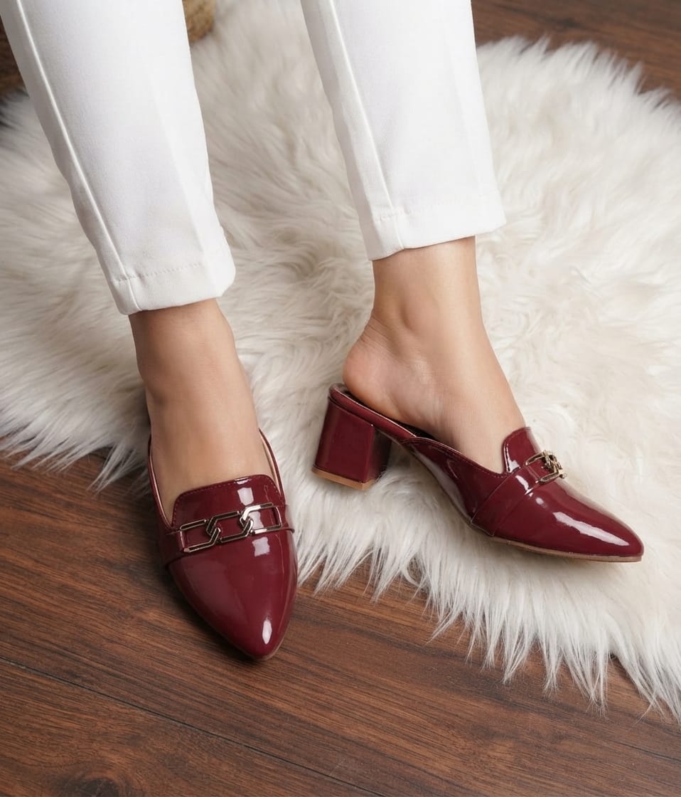 Glossy Chain Mules - SH Collection