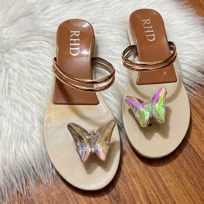 Imported Butterfly Jelly Slippers - Beige - SH Collection