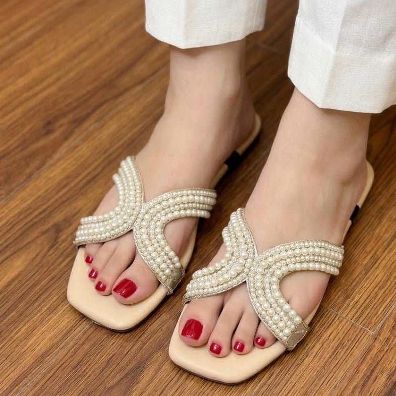 Pearl Crossover Toe Post Flat Sandals - 4 colors - SH Collection