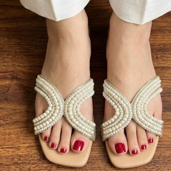 Pearl Crossover Toe Post Flat Sandals - 4 colors - SH Collection