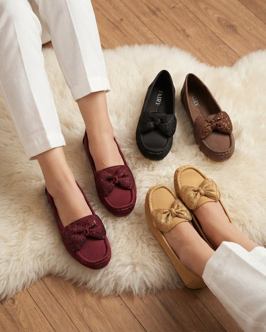 Women's Bow-Embellished Sparkle Loafers Collection - SH Collection
